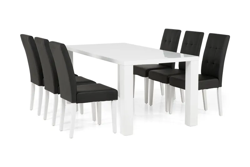 Cibus Matgrupp 180 cm med 6 Viktor Stol - Vit/Svart - Products - Möbler - Bord & matgrupp - Matgrupp