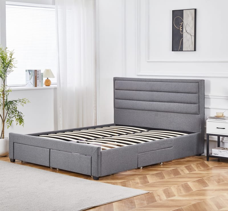 Sängram Älmhult Grå med Förvaringslådor - 180 x 200 cm - Products - Möbler - Säng - Säng med förvaring
