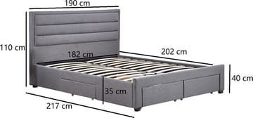 Sängram Älmhult Grå med Förvaringslådor - 180 x 200 cm - Products - Möbler - Säng - Säng med förvaring