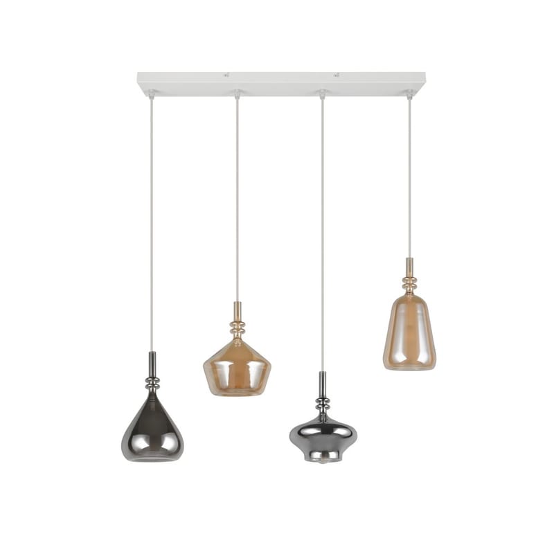 Pendel TRIO Aldea - 4 lampor, Bärnsten/Kromad - Products - Belysning - Lampor & belysning inomhus - Taklampa & takbelysning - Kökslampa & taklampa kök