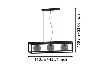 Takpendel Eglo Arangona Svart/Grå Ram med 3 Lampor - Products - Belysning - Lampor & belysning inomhus - Taklampa & takbelysning - Pendellampa & hänglampa