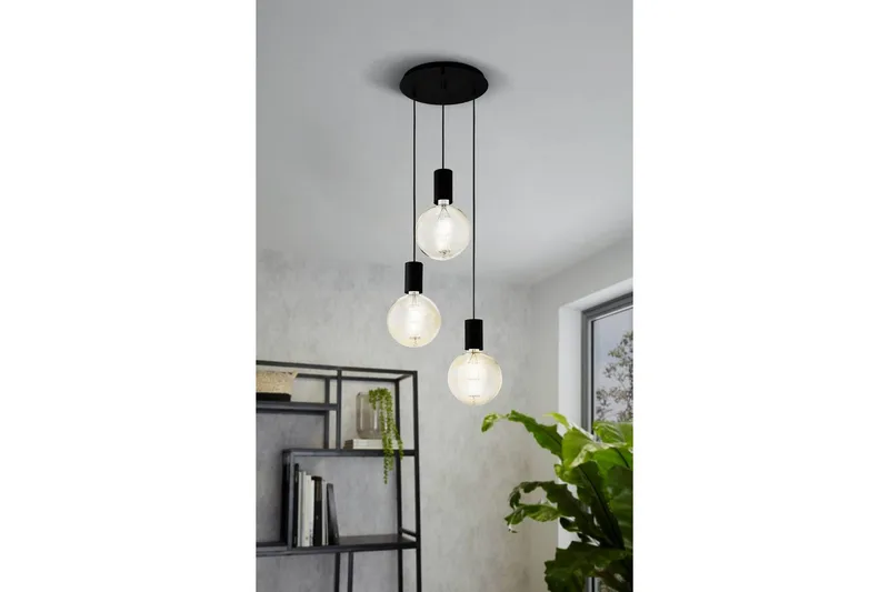 Takpendel Eglo Pozueta Rund - Svart - Products - Belysning - Lampor & belysning inomhus - Taklampa & takbelysning - Pendellampa & hänglampa