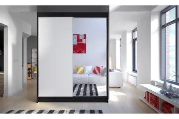 Camino Garderob 150x58x200 cm LED-belysning - Svart/Vit - Products - Förvaring - Garderober & garderobssystem