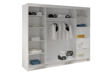 Cyria Garderob med rymlig Förvaring och Skjutdörrar med Spegel 200x215 cm - Vit/Svart - Products - Förvaring - Garderober & garderobssystem