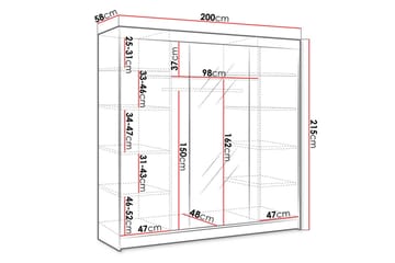 Cyria Garderob med Spegel 200x215 cm - Brun/Svart - Products - Förvaring - Garderober & garderobssystem