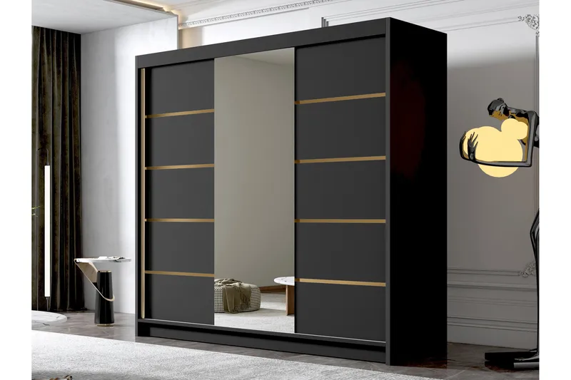 Dianna Garderob med Spegel 200x215 cm - Svart - Products - Förvaring - Garderober & garderobssystem