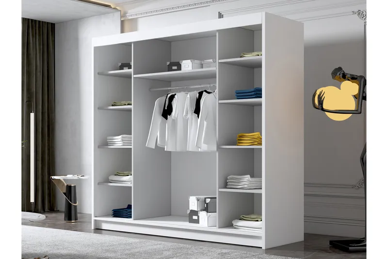 Dianna Garderob med Spegel 200x215 cm - Vit - Products - Förvaring - Garderober & garderobssystem
