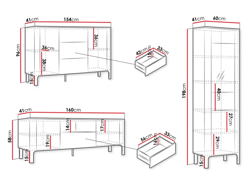 Aggarwal Möbelset för Vardagsrum - Products - Förvaring - Förvaringsmöbler - Möbelset för vardagsrum
