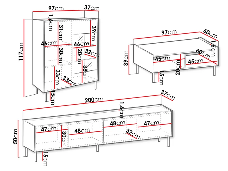 Akihito Möbelset För Vardagsrum - Brun - Products - Förvaring - Förvaringsmöbler - Möbelset för vardagsrum
