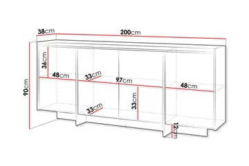 Bellia Skänk 200x38 cm - Brun/Vit - Products - Förvaring - Förvaringsmöbler - Sideboard & skänk