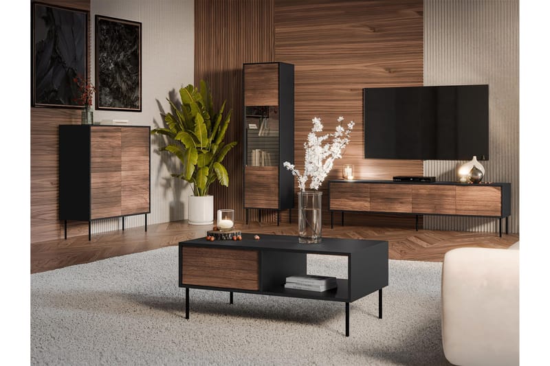 Belonger Möbelset För Vardagsrum - Svart/Valnöt - Products - Förvaring - Förvaringsmöbler - Möbelset för vardagsrum