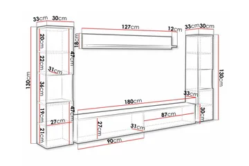 Galbally Möbelset För Vardagsrum - Vit - Products - Förvaring - Förvaringsmöbler - Möbelset för vardagsrum
