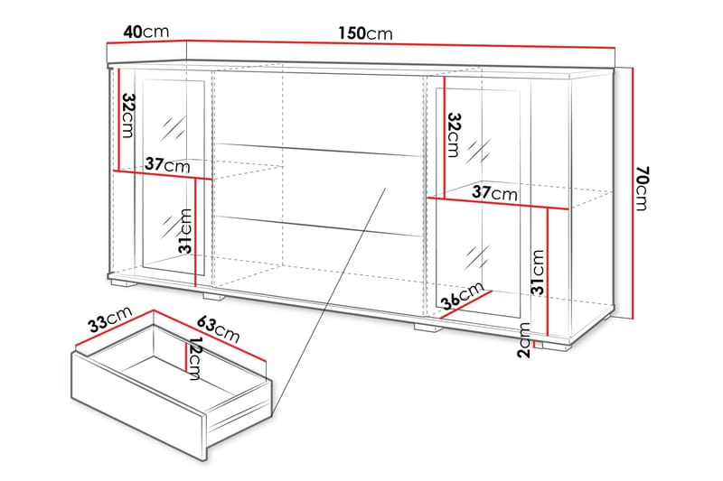 Gamal Skänk 150x40 cm - Vit - Products - Förvaring - Förvaringsmöbler - Sideboard & skänk