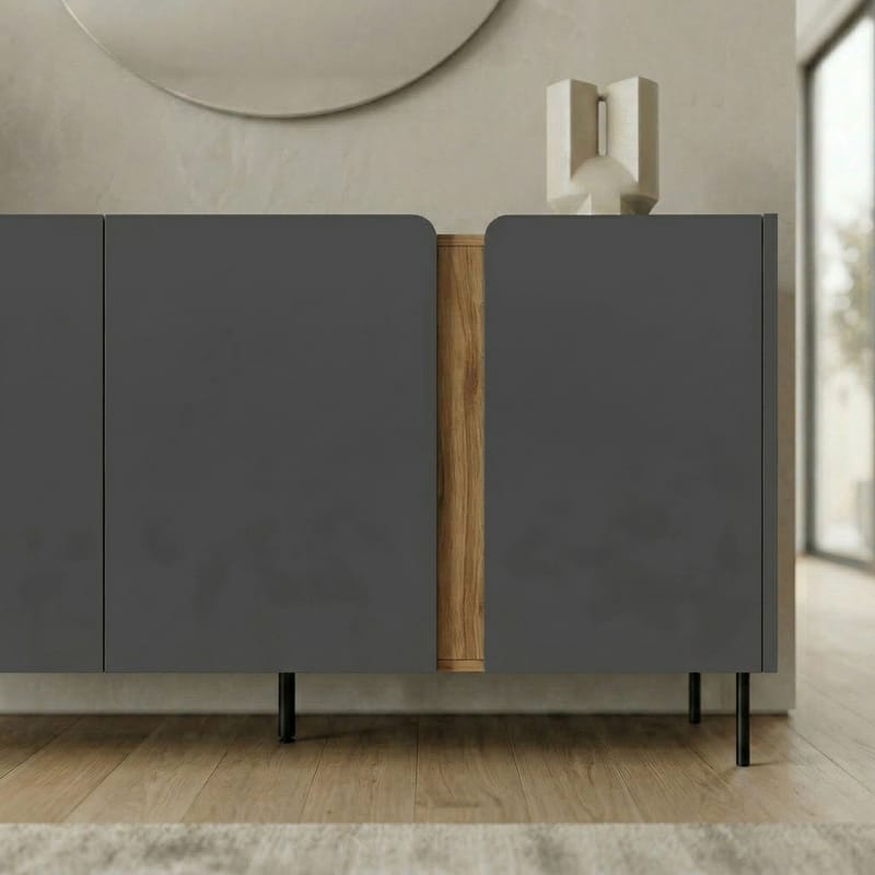 Lomar Konsol 150x82,9x40,5 cm - antracit naturlig ek svart - Products - Förvaring - Förvaringsmöbler - Sideboard & skänk