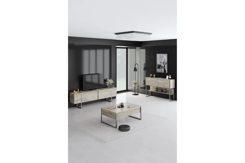 Luxe Möbelset För Vardagsrum - Beige/Silver - Products - Förvaring - Förvaringsmöbler - Möbelset för vardagsrum
