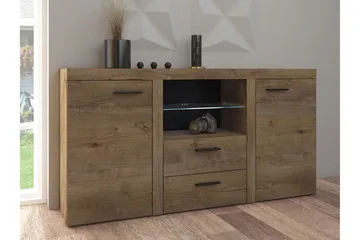 Rumba Skänk 157x40x81 cm - Ek/Vit Led-Belysning - Products - Förvaring - Förvaringsmöbler - Sideboard & skänk