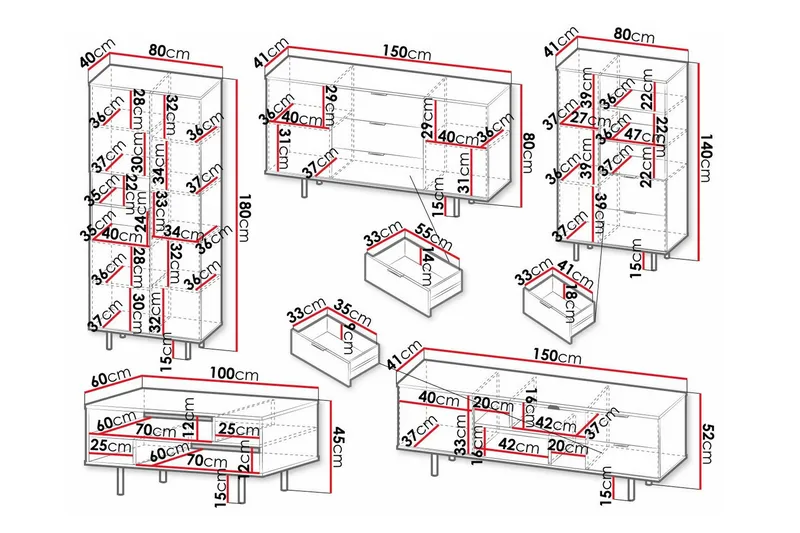 Staffin Möbelset För Vardagsrum - Svart - Products - Förvaring - Förvaringsmöbler - Möbelset för vardagsrum