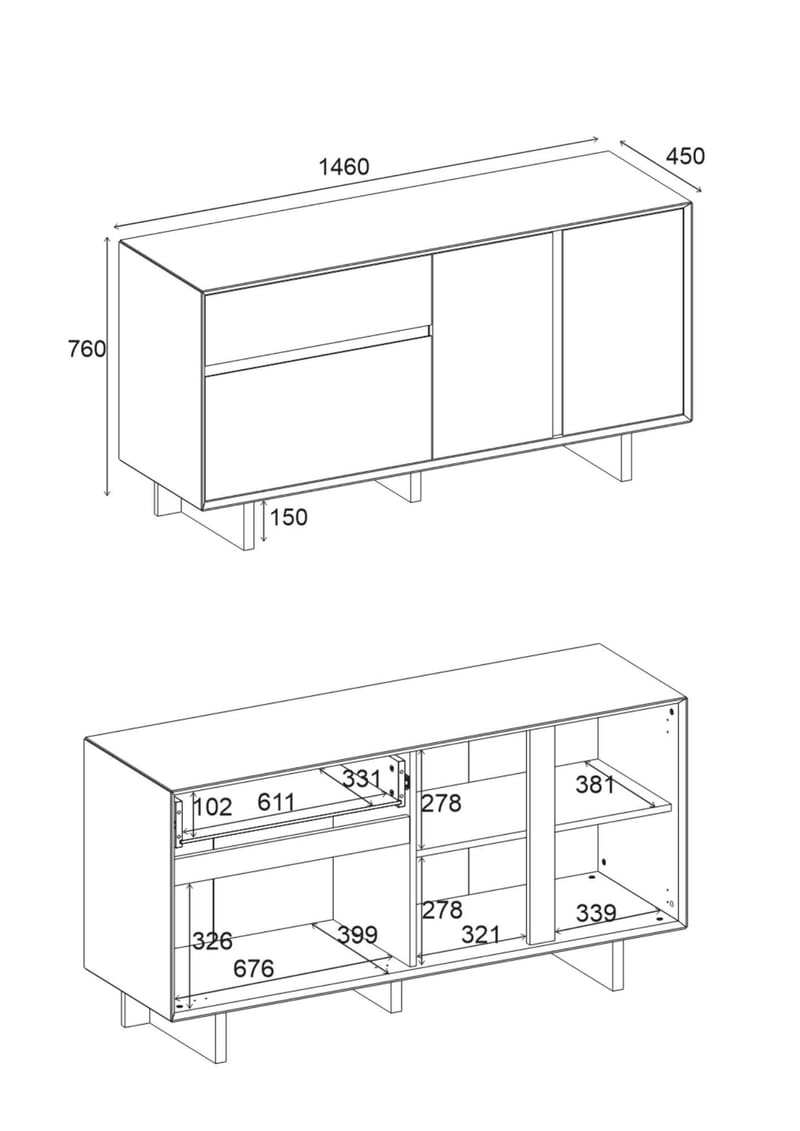 Tavon Konsol 146x76x45 cm - Milano Walnut - Products - Förvaring - Förvaringsmöbler - Sideboard & skänk