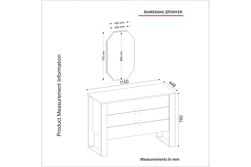 Tera Home Byrå + Spegel - Valnöt/Mörkgrå - Products - Förvaring - Förvaringsmöbler - Byrå