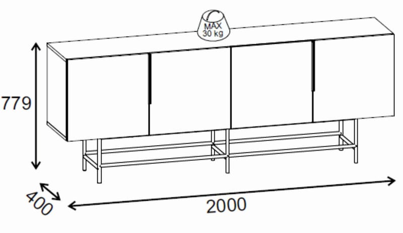 Truvia Konsol 200x77,9x40 cm - Milano Walnut och svart - Products - Förvaring - Förvaringsmöbler - Sideboard & skänk
