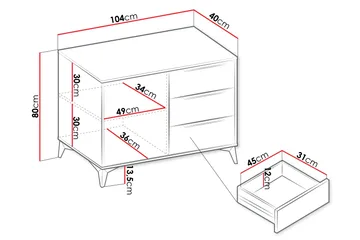 Vemdalen Skänk 104x40 cm - Vit - Products - Förvaring - Förvaringsmöbler - Sideboard & skänk