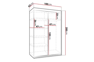 Top Garderob 100x62x200 cm - Brun/Mörk Ask - Products - Förvaring - Garderober & garderobssystem - Garderobsskåp