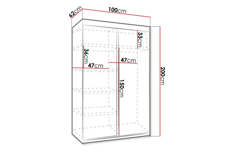Top Garderob 100x62x200 cm - Brun/Mörk Ask - Products - Förvaring - Garderober & garderobssystem - Garderobsskåp