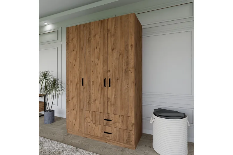 Yaman Garderob 120x181 cm - Valnöt - Products - Förvaring - Garderober & garderobssystem - Garderobsskåp