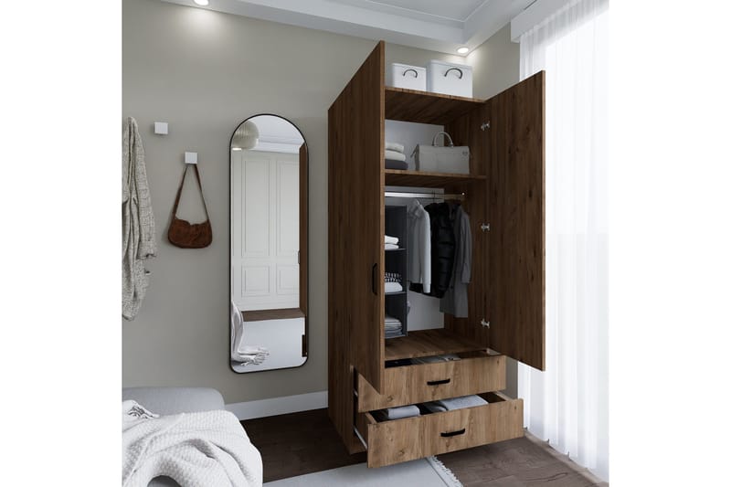 Yaman Garderob 80x182 cm - Brun - Products - Förvaring - Garderober & garderobssystem - Garderobsskåp