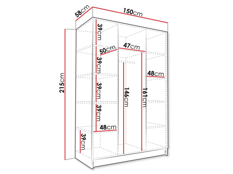 Herrljunga Garderob 150x215 cm - Brun/Guld - Products - Förvaring - Garderober & garderobssystem