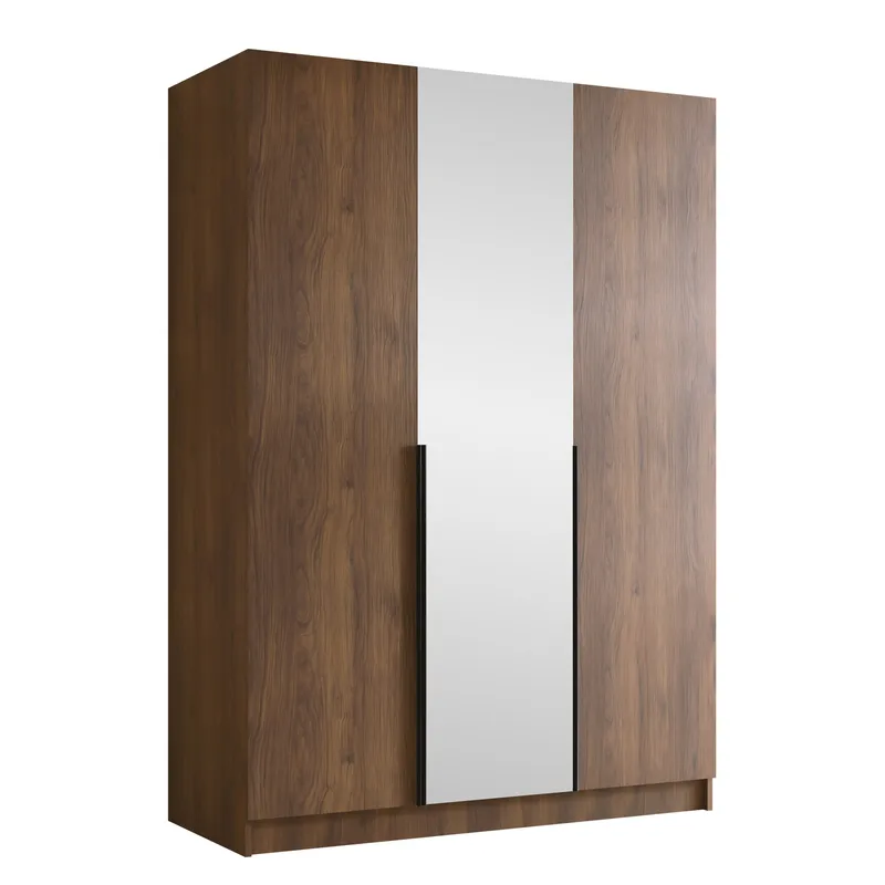 Herrljunga Garderob med Spegel 150x215 cm, Brun/Svart/Spegel