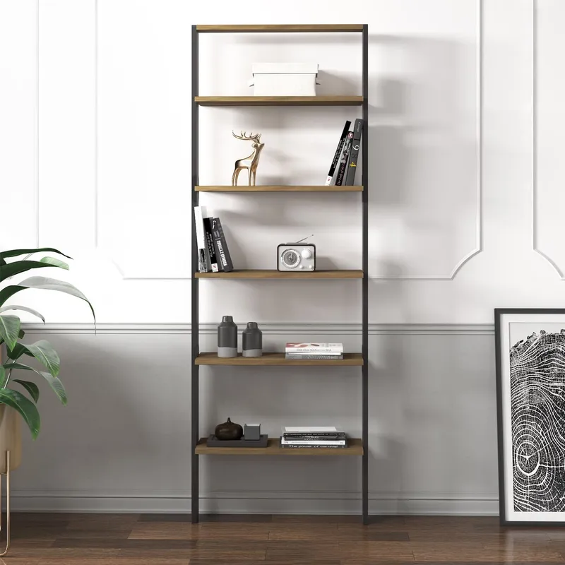 Branik Bokhylla 61x180x25 cm - Antracit och antik valnöt - Products - Förvaring - Hylla - Bokhylla