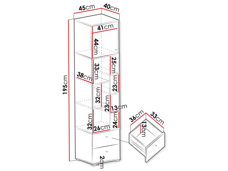 Edson Bokhylla 195 cm - Products - Förvaring - Hylla - Bokhylla