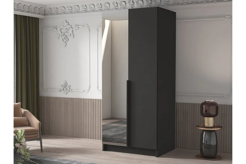 Julissa Garderob med Spegel 100 cm - Svart - Products - Förvaring - Garderober & garderobssystem