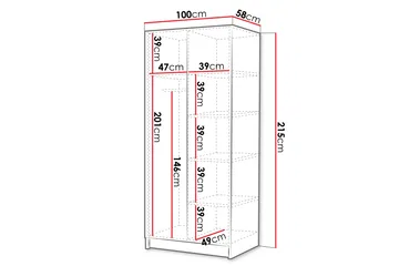 Julissa Garderob med Spegel 100 cm - Vit/Svart - Products - Förvaring - Garderober & garderobssystem