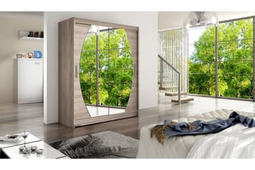 Leila Garderob Skjutdörrar Rund Spegel - Ek/Tryffel/Spegel - Products - Förvaring - Garderober & garderobssystem