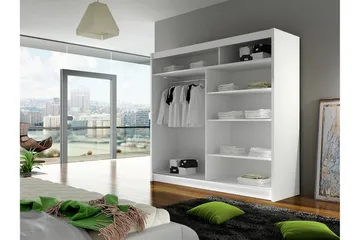 Prag Garderob Skjutdörrar Smal Fyrkantig Spegel - Beige/Trä/Natur - Products - Förvaring - Garderober & garderobssystem