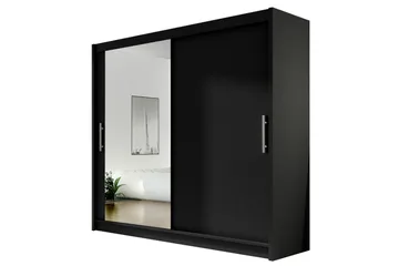 Prag Stor Garderob med Skjutdörrar + Spegel - Svart / Silver - Products - Förvaring - Garderober & garderobssystem