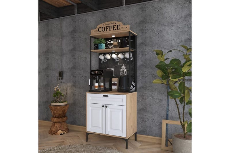 Flerfunktionsskåp Cerreta 157 Valnöt / Vit - Vit/Mörkfärgat trä - Products - Förvaring - Skåp - Förvaringsskåp