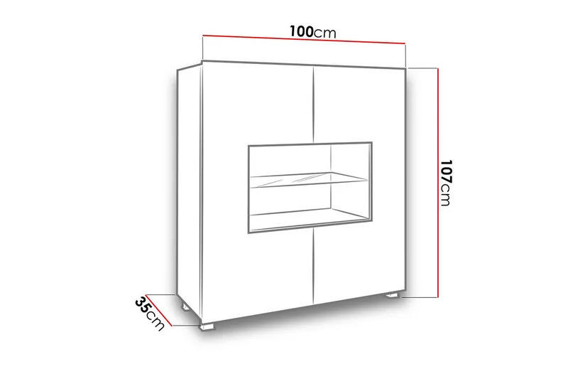 Frick Vitrinskåp Blå LED Belysning 35 cm djup 100 cm bred 107 cm hög Ljust Trä Glas - Vit/Blå LED - Products - Förvaring - Skåp - Vitrinskåp