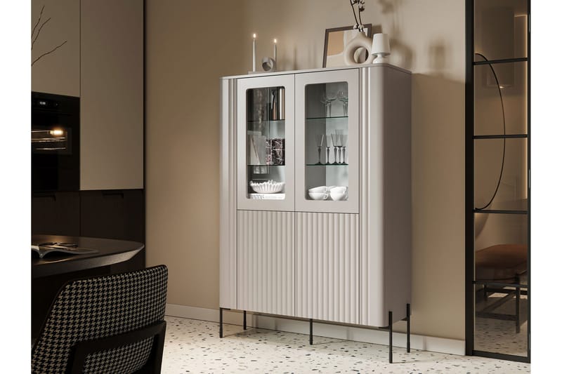 Sherie Vitrinskåp 110x160 cm, Svart