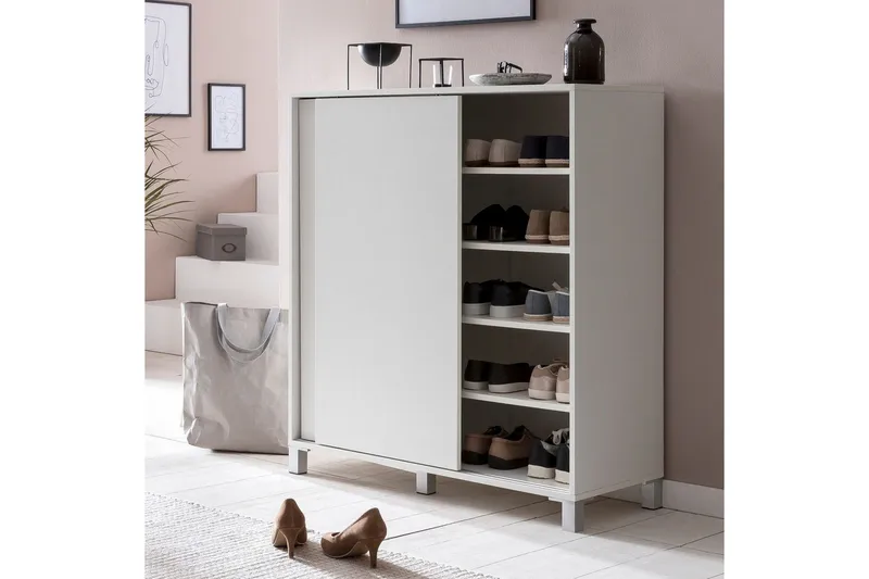 Skoskåp Wohnling melaminbelagd MDF, skjutdörrar, för 20 par Vit - Vit - Products - Förvaring - Skåp - Förvaringsskåp