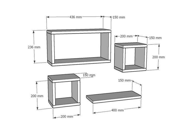 Havzan Vägghylla 44x15 cm 4 Hyllor - Vit - Products - Förvaring - Småförvaring - Väggförvaring