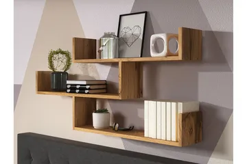 Triorana Smal Vägghylla 119x18x55 cm med 3 hyllplan - Brun / Natur - Products - Förvaring - Småförvaring - Väggförvaring