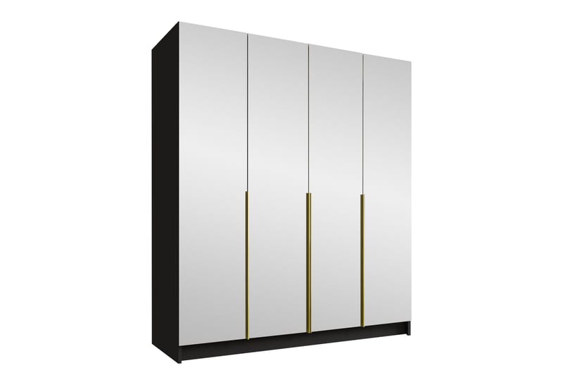 Vadstena Garderob med Spegel 200 cm, Svart/Guld