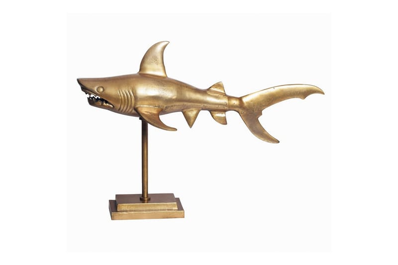 Dekorativ figur Wohnling Dekorhaj 70 cm aluminium, maritim stil Guld, Guld