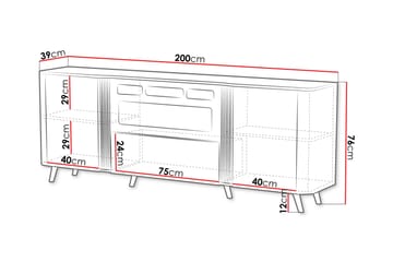 Clement Byrå 200 cm - Svart/Brun - Products - Inredning - Kaminer - Kamin utan skorsten - Elkamin