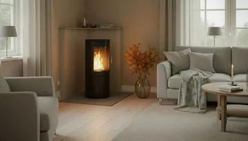 Corbo Fristående Rund Etanolkamin 96x44x30 cm i Stål och glas - Svart - Products - Inredning - Kaminer - Kamin utan skorsten - Etanolkamin