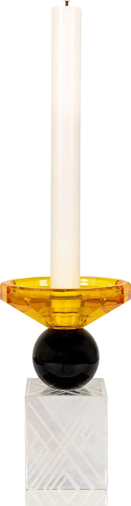 Ljusstake Bern i Glas, Svart/amber