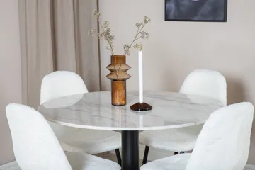 Admira Matgrupp 106 cm Rund inkl 4 Ypas Stolar - Marmor/Vit/Svart - Products - Möbler - Bord & matgrupp - Matgrupp